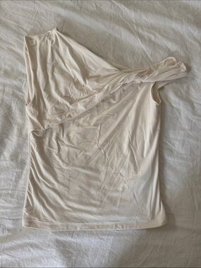 Abercrombie Knotted One-Shoulder Cream Knit Top